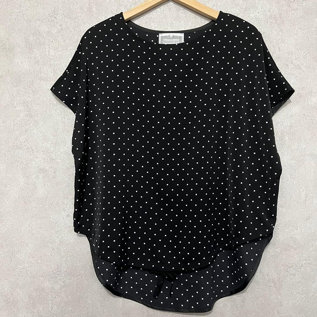 ビアズリー BEARDSLEY ドットブラウス ブラック 水玉