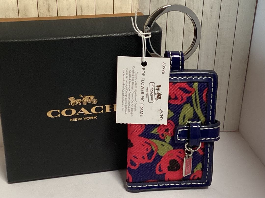 未使用タグ付コーチCOACH POP 写真手帳キーリング付きフォトフレーム本物