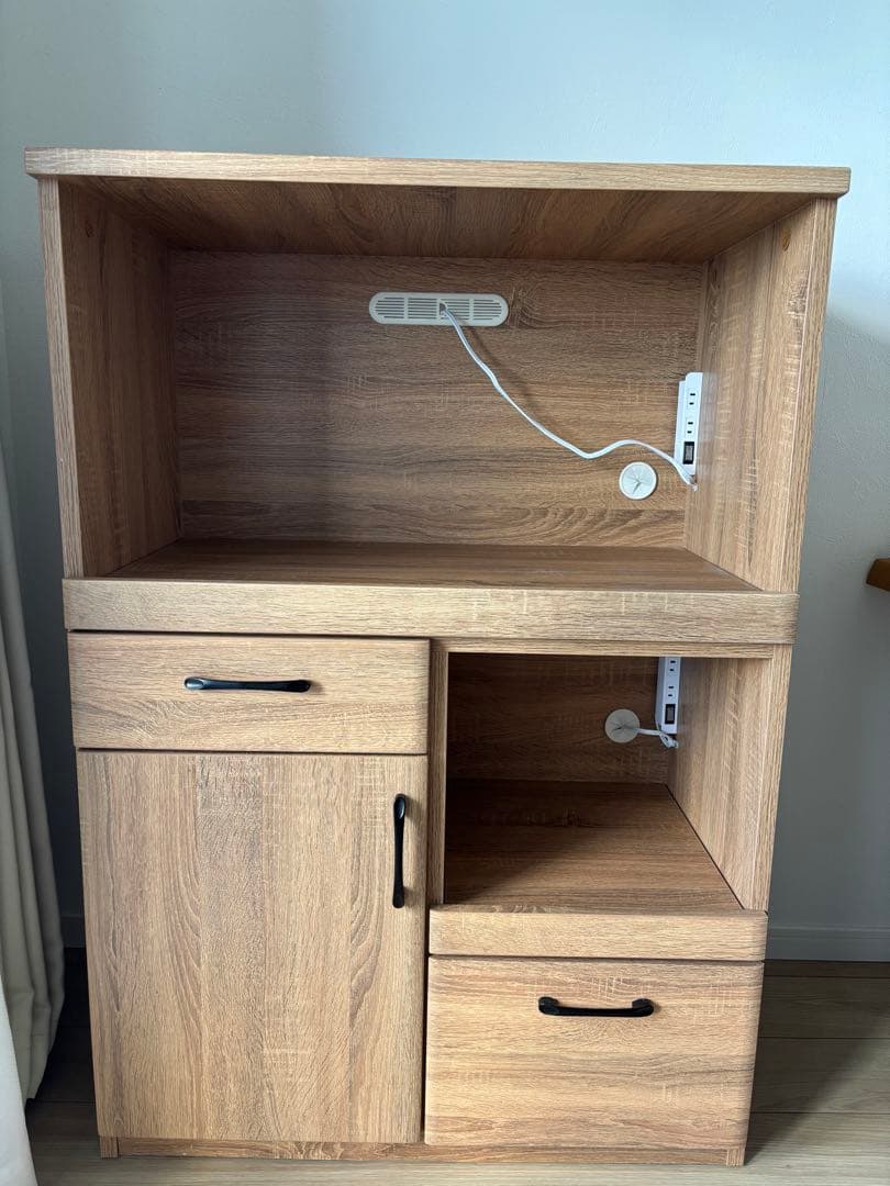 木目調レンジボード・収納棚80