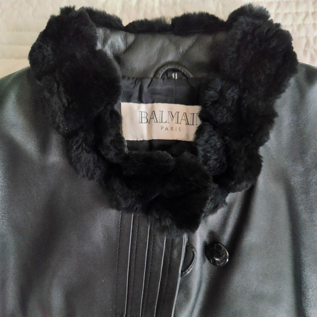 【美品】バルマン 羊革 ヌートリアファー　ラムレザージャケット　 L サイズ　黒