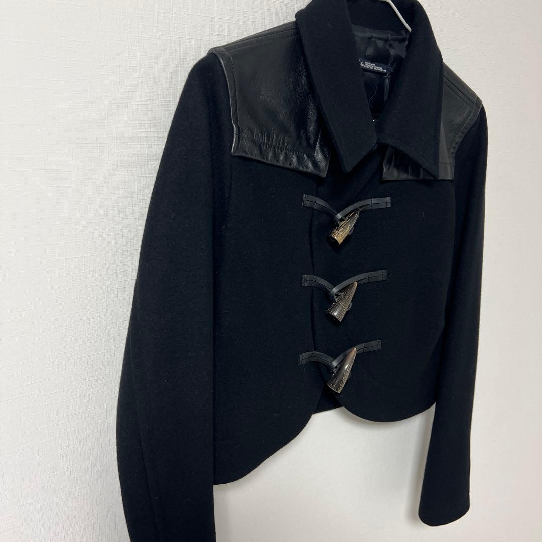 LIMI feu ヨウジヤマモト黒 ウール レザー ダッフルコート