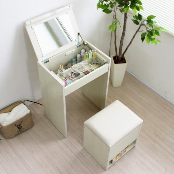 ドレッサー スツール 2点セット 鏡台 ミラー ホワイト