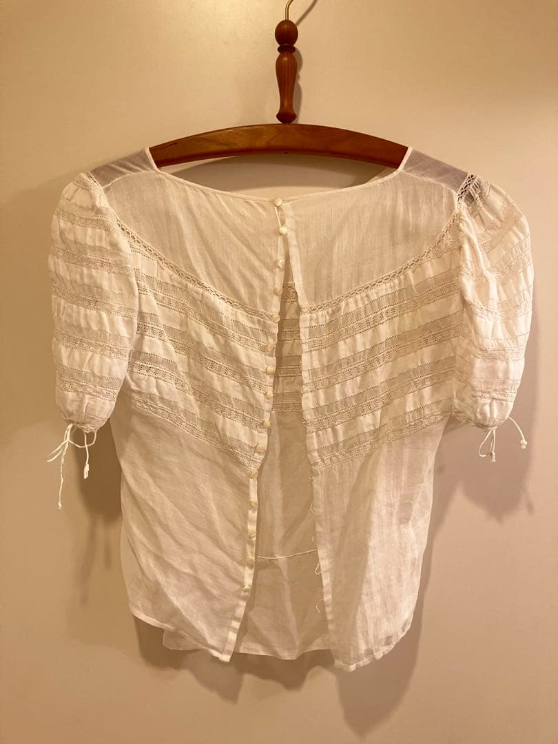 アンティーク　ヴィンテージ　パフスリーブ　レース　ブラウス　羽織り　トップス