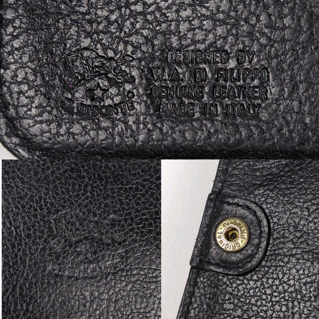 おっぽーイルビゾンテ ラウンドジップ ファスナー 二つ折り財布 ブラック