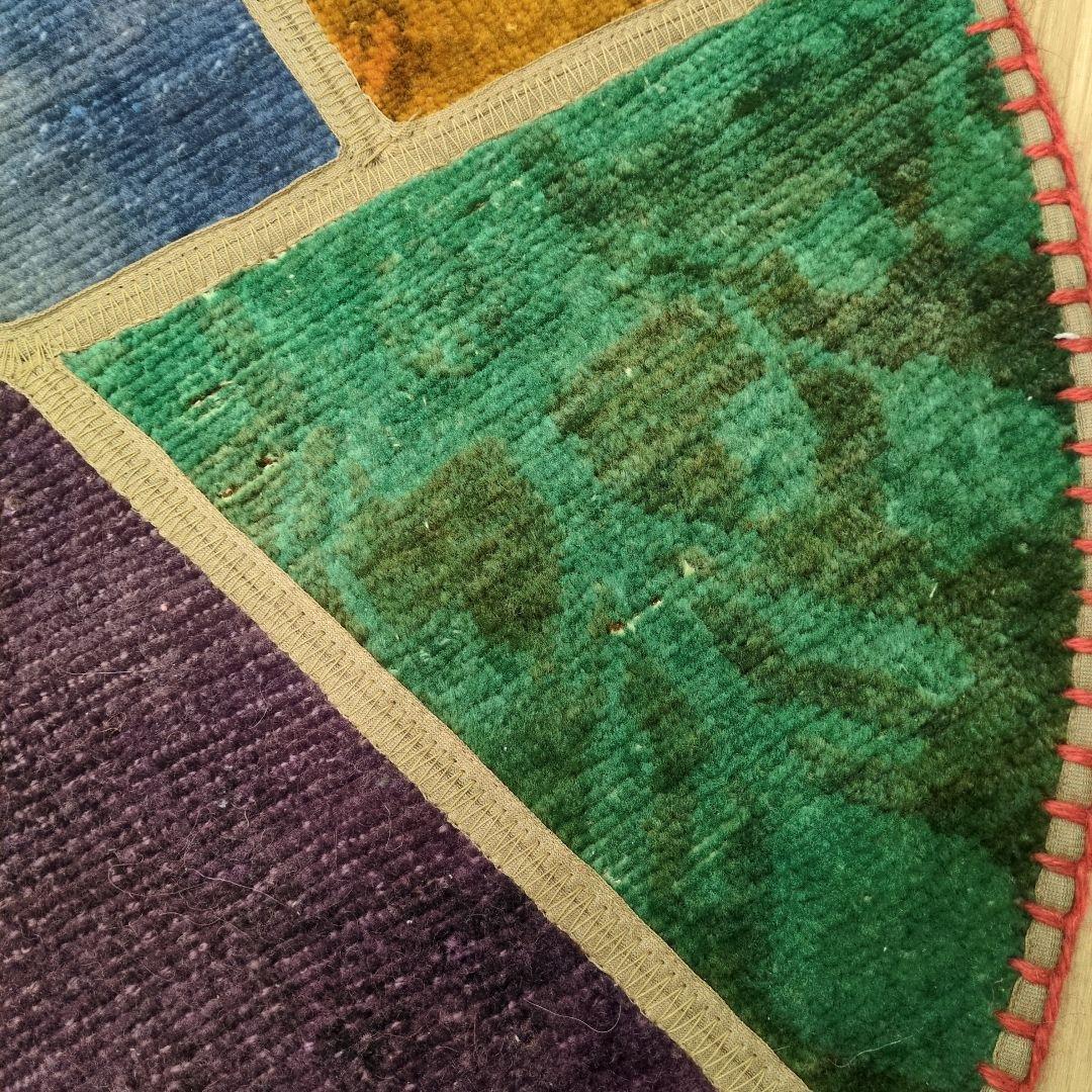 ペルシャ絨毯 パッチワーク アンティーク 80x80 手織り クリー