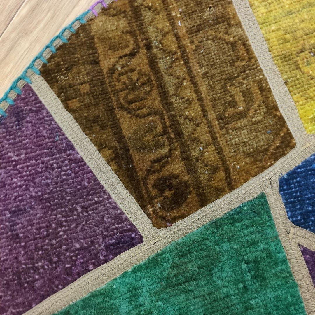 ペルシャ絨毯 パッチワーク アンティーク 80x80 手織り クリー