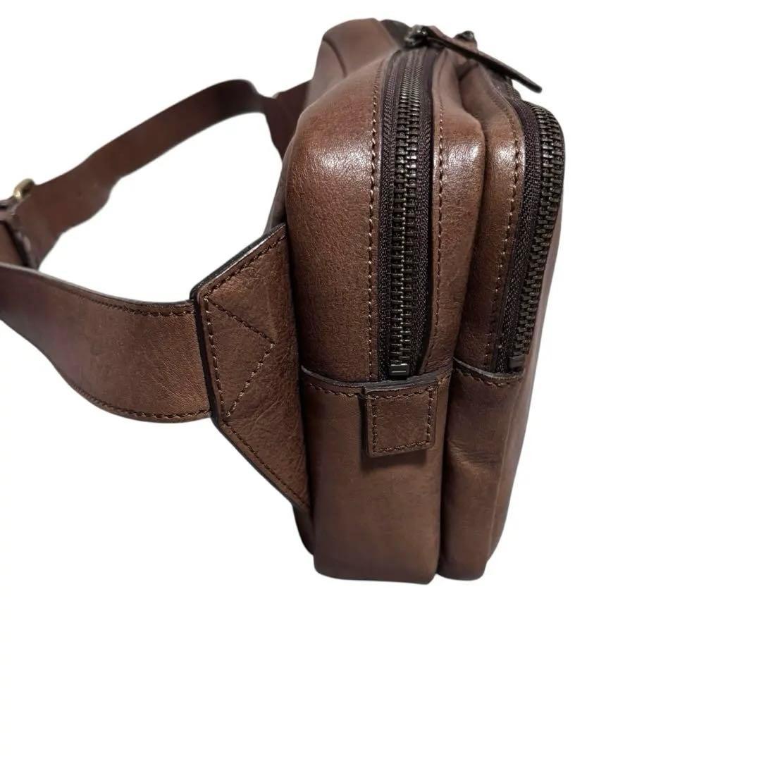【極美品】土屋鞄 ビークル トリジップ ボディバッグ ブラウン メンズ