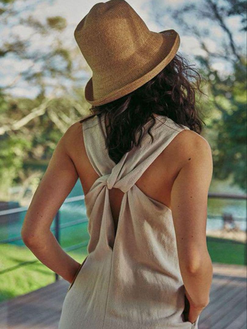 エトレトウキョウ　ETRE TOKYO リネン　バックツイスト　マキシワンピース