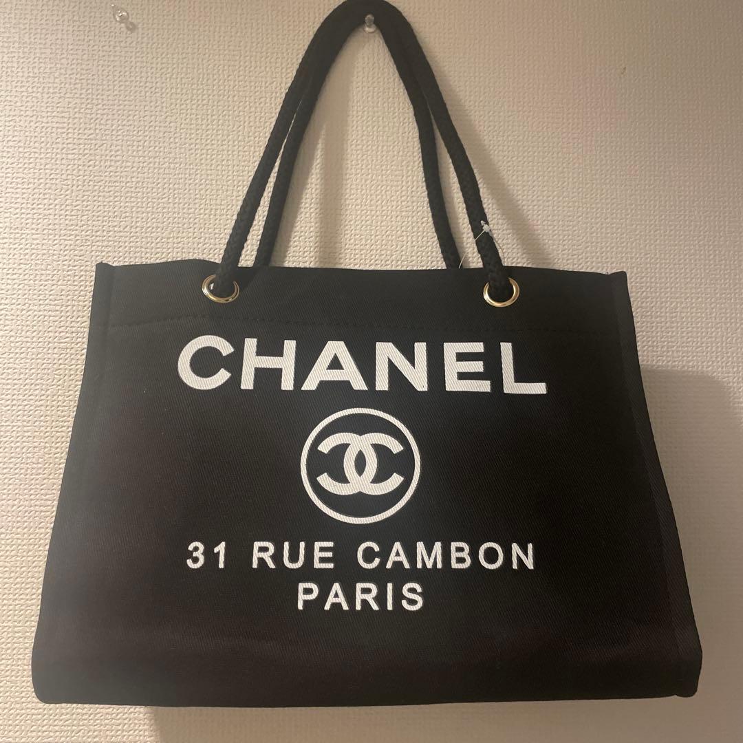 CHANEL ノベルティ キャンバス ブラック トートバッグ