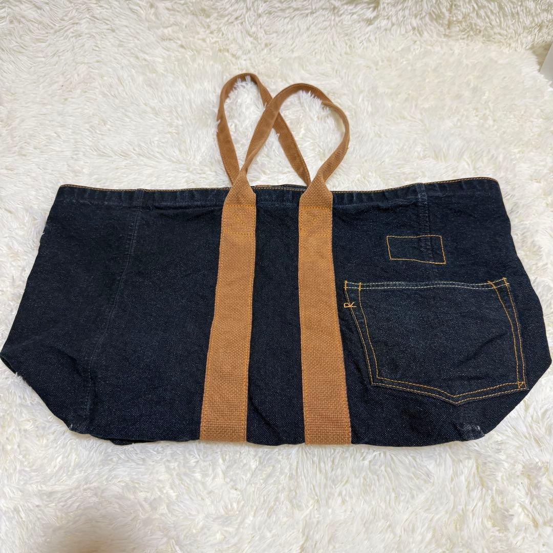 45R 再びダックのセイルトートバッグ インディゴ 大容量 A3可 デニムトート