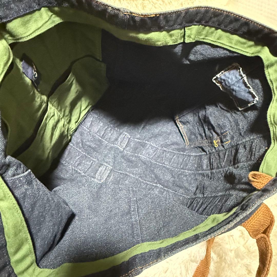 45R 再びダックのセイルトートバッグ インディゴ 大容量 A3可 デニムトート