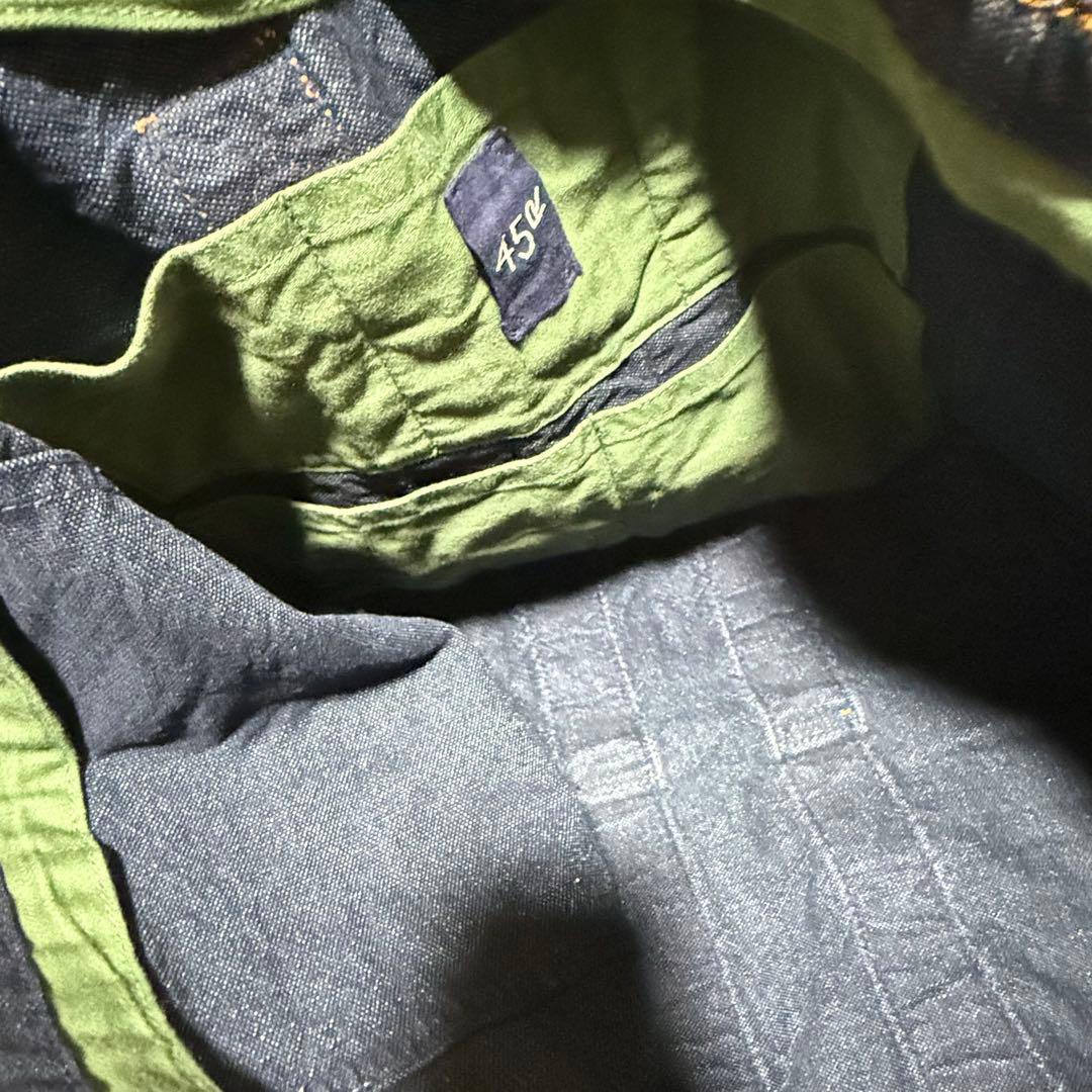 45R 再びダックのセイルトートバッグ インディゴ 大容量 A3可 デニムトート