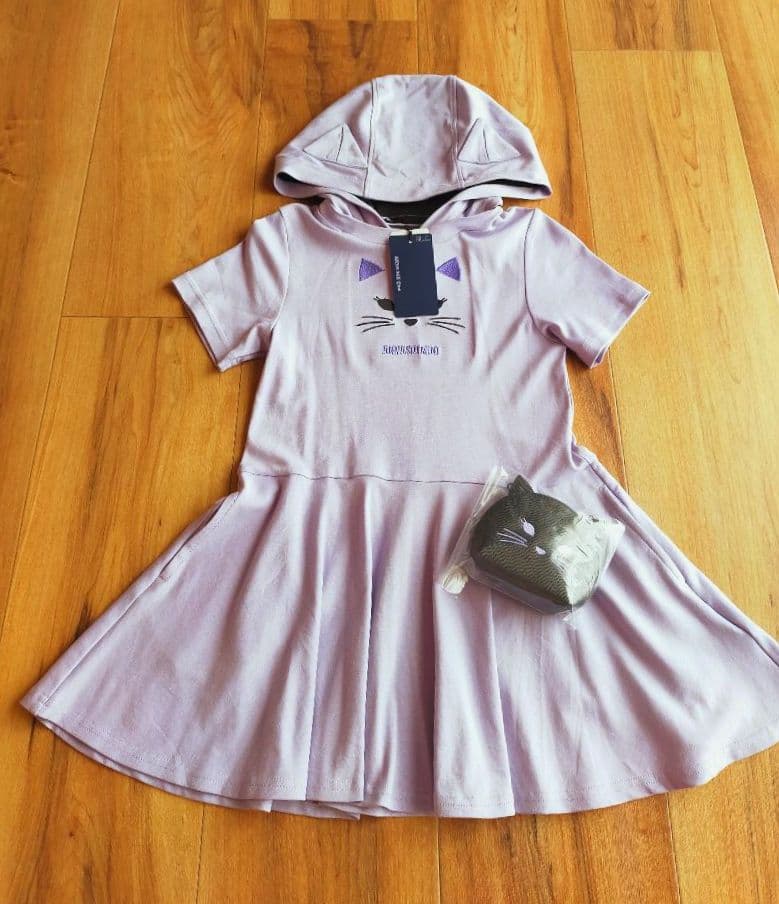 新品・105〜115 アナスイミニネコポーチ付きカットワンピース