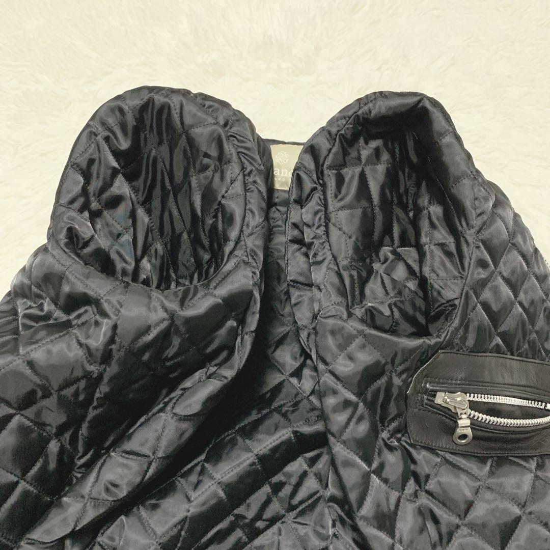 【極美品】ナノユニバース ライダースジャケット ラムレザー キルティング M