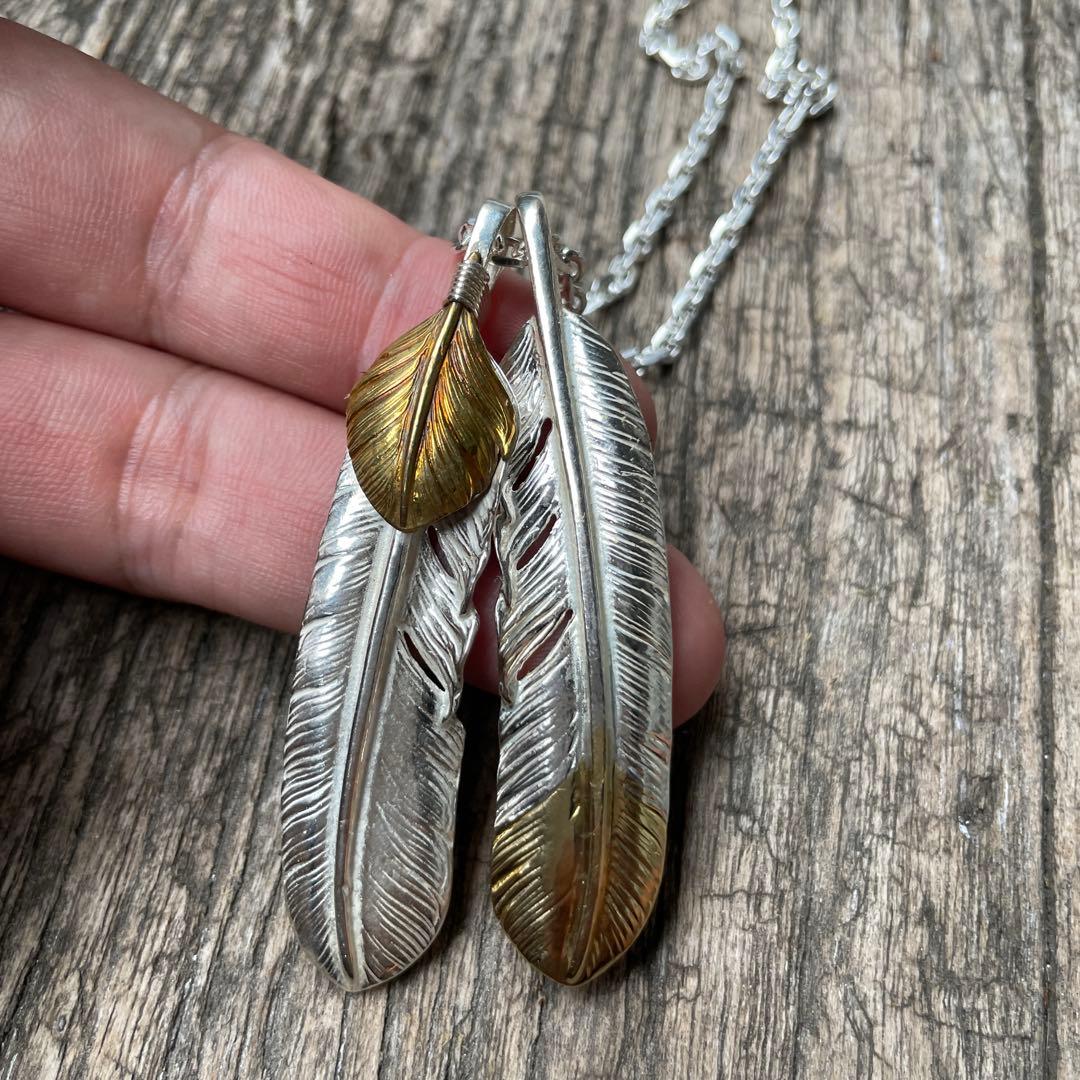 男梅 先金 右 フェザー ネックレス ハンドメイド ノーブランド