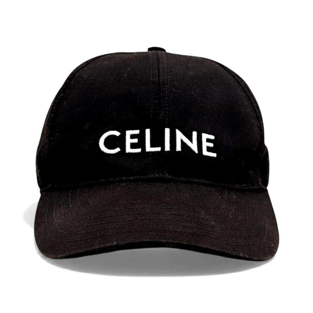 CELINE セリーヌ ベースボール キャップ ブラック ロゴ 刺繍 帽子 黒