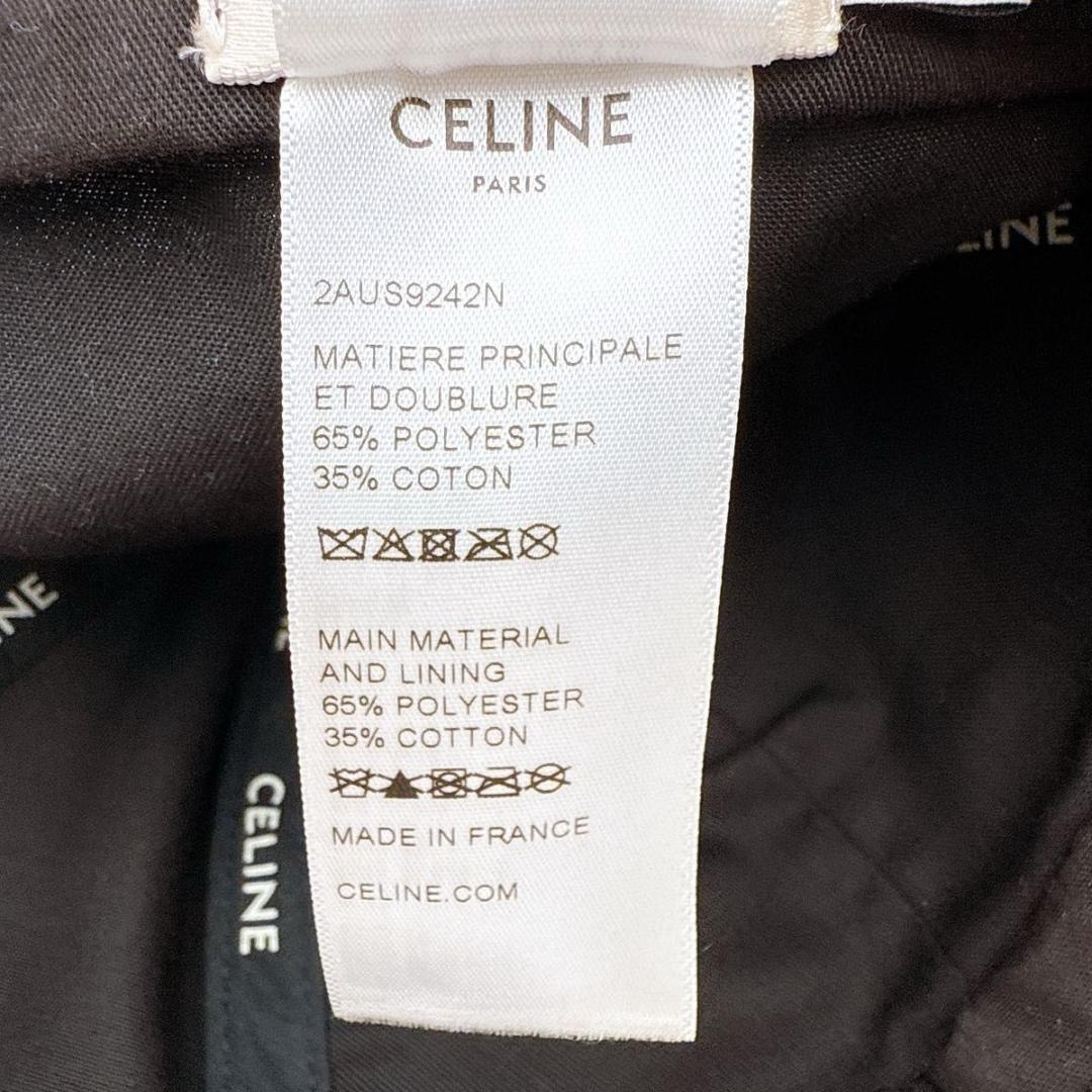 CELINE セリーヌ ベースボール キャップ ブラック ロゴ 刺繍 帽子 黒