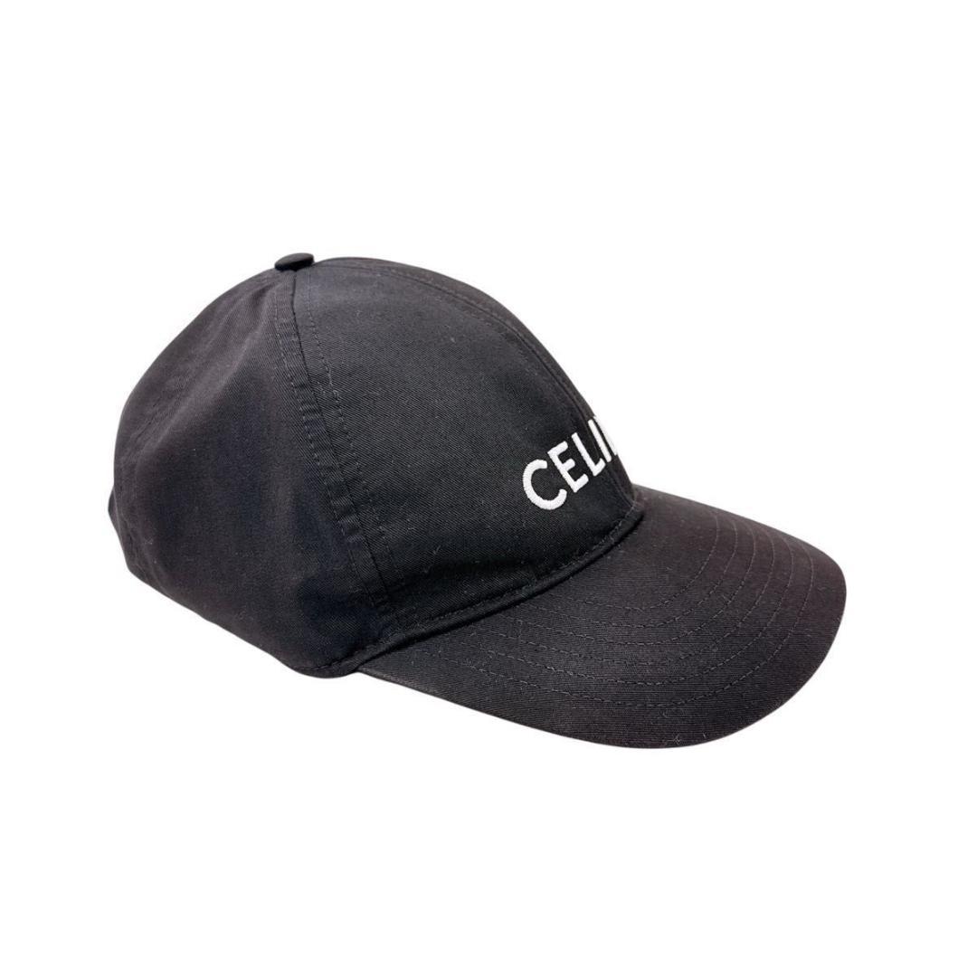 CELINE セリーヌ ベースボール キャップ ブラック ロゴ 刺繍 帽子 黒