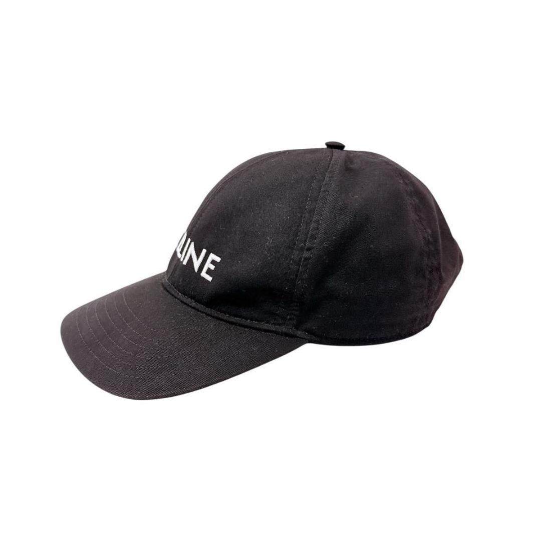 CELINE セリーヌ ベースボール キャップ ブラック ロゴ 刺繍 帽子 黒