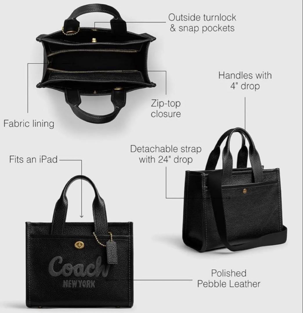 COACH コーチ カーゴ トートバッグ 26 2way レザー cam66 黒