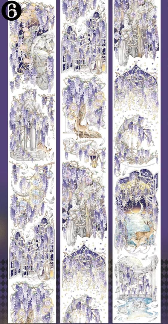 【Y】海外　10m巻　貝殻光マスキングテープ　装飾系/背景系/お花系