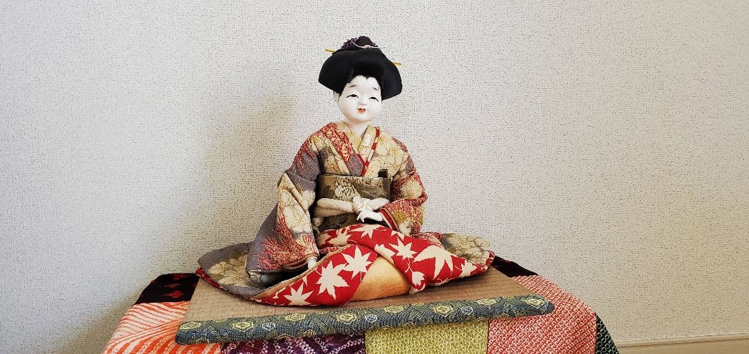 祖母の作った手作り『お福さん』和　福を呼ぶ日本人形　飾り置物　japan