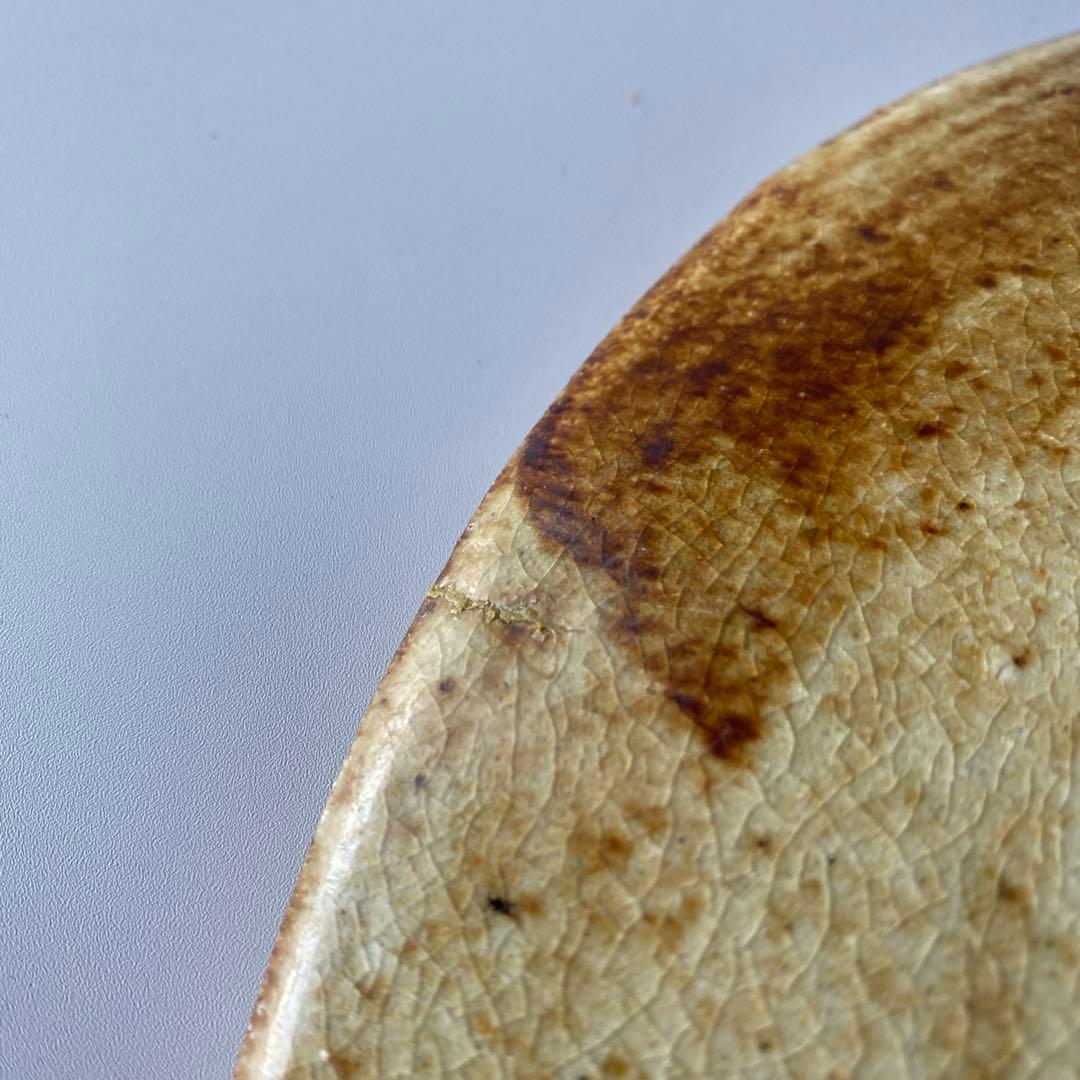 希少 武内晴二郎 鉄砂丸紋抜絵大皿 民藝