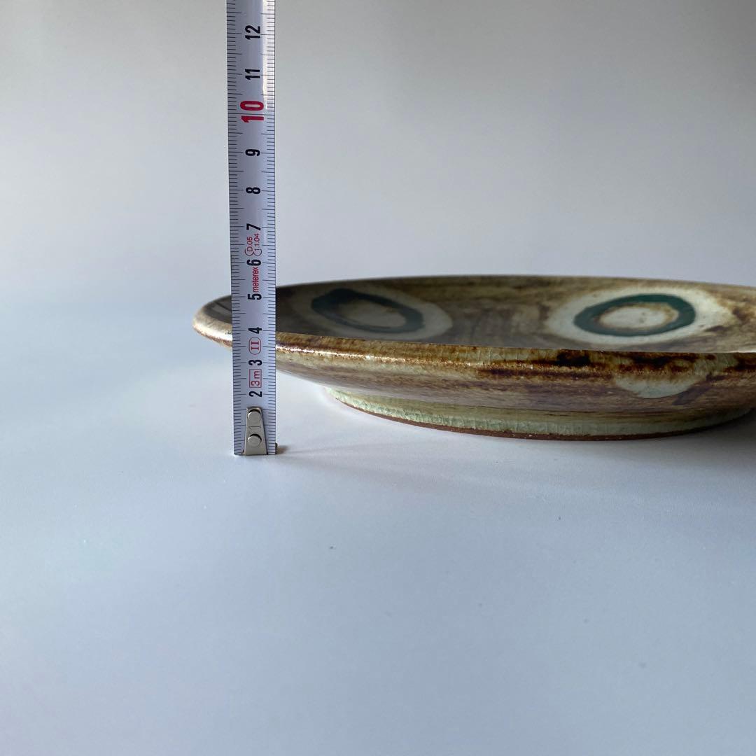 希少 武内晴二郎 鉄砂丸紋抜絵大皿 民藝