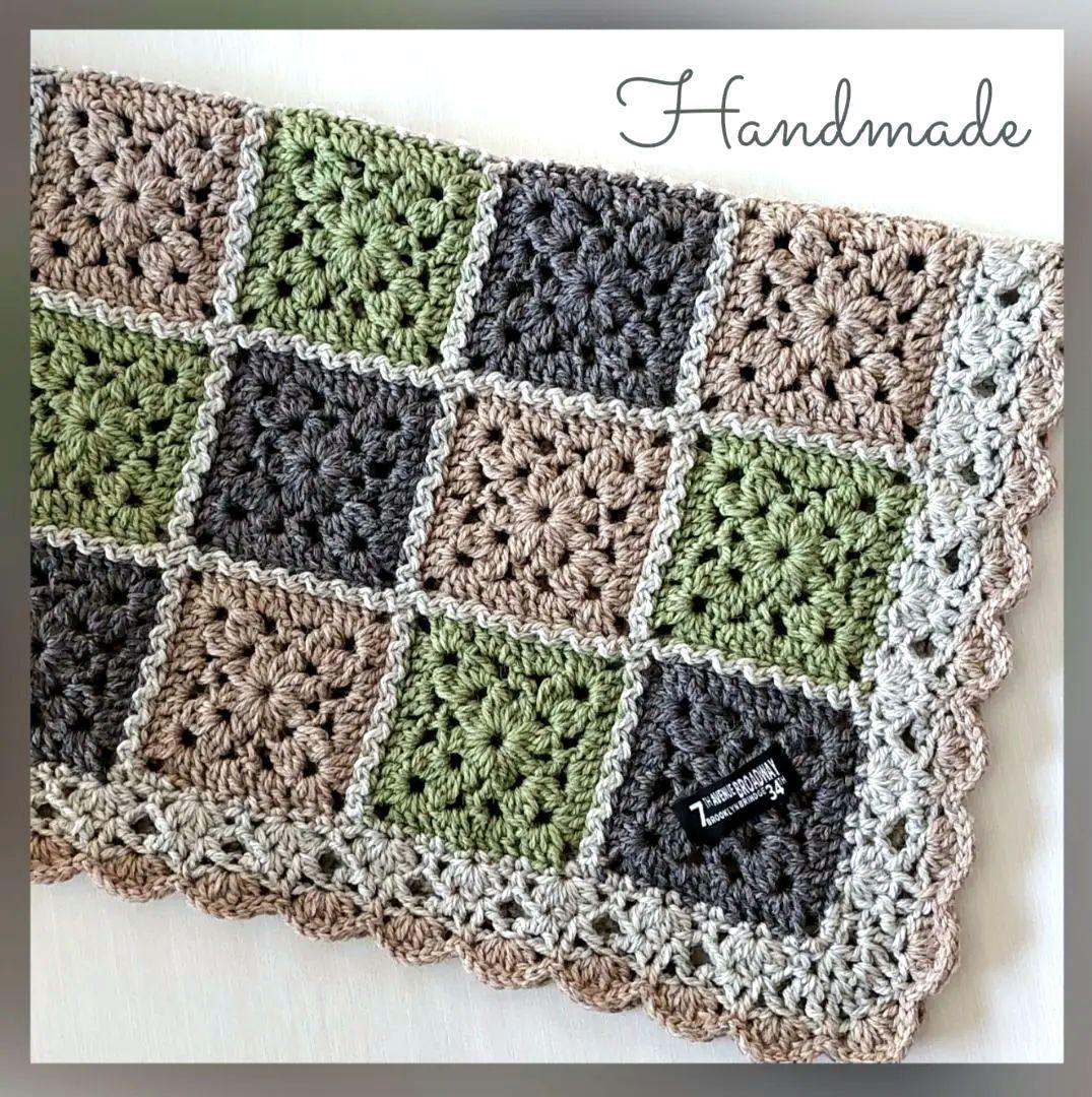 モチーフ編みブランケット ひざ掛け ハンドメイド