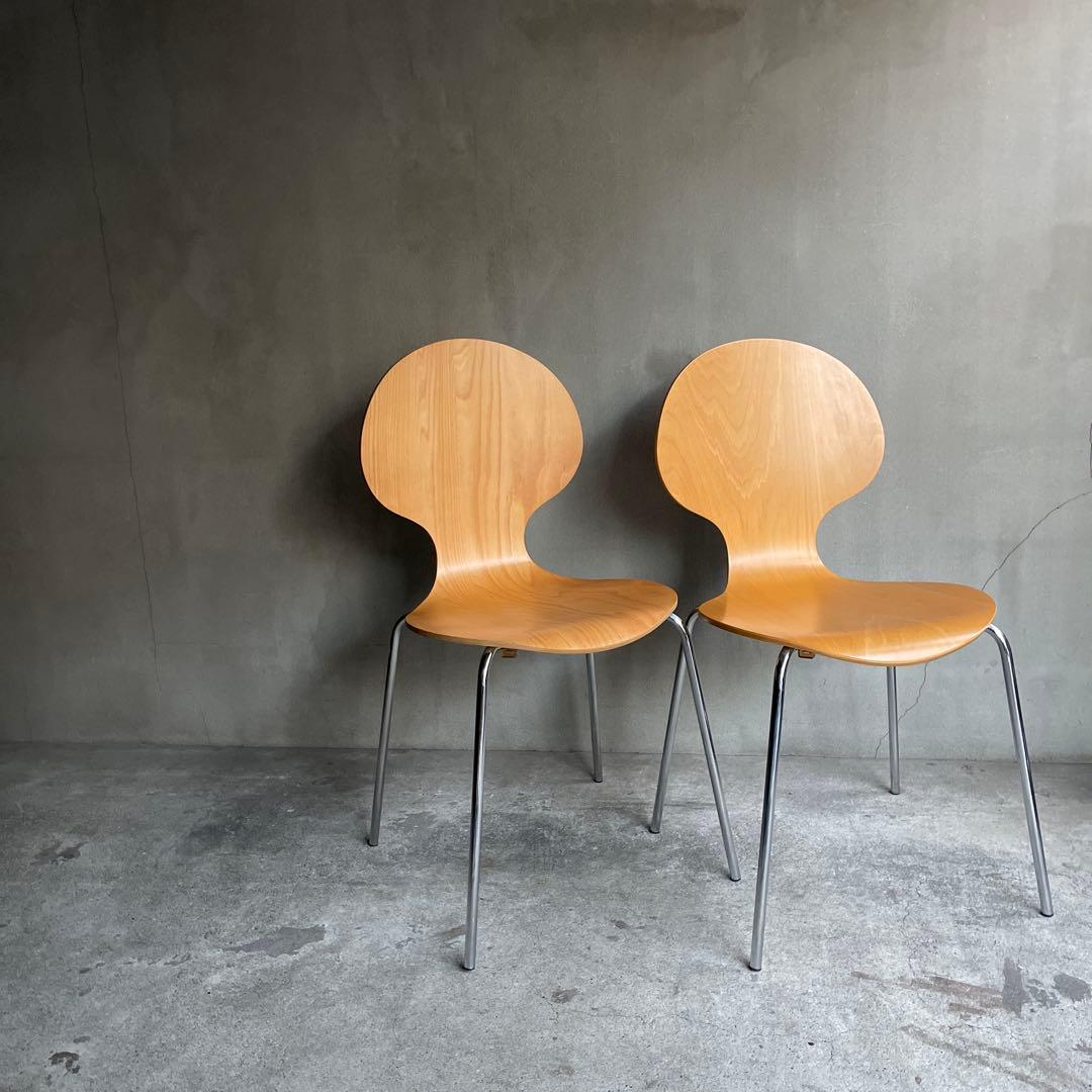 木製 スタッキングチェア 2脚セット