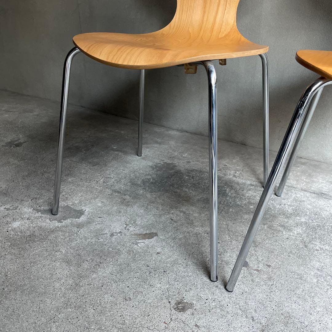 木製 スタッキングチェア 2脚セット