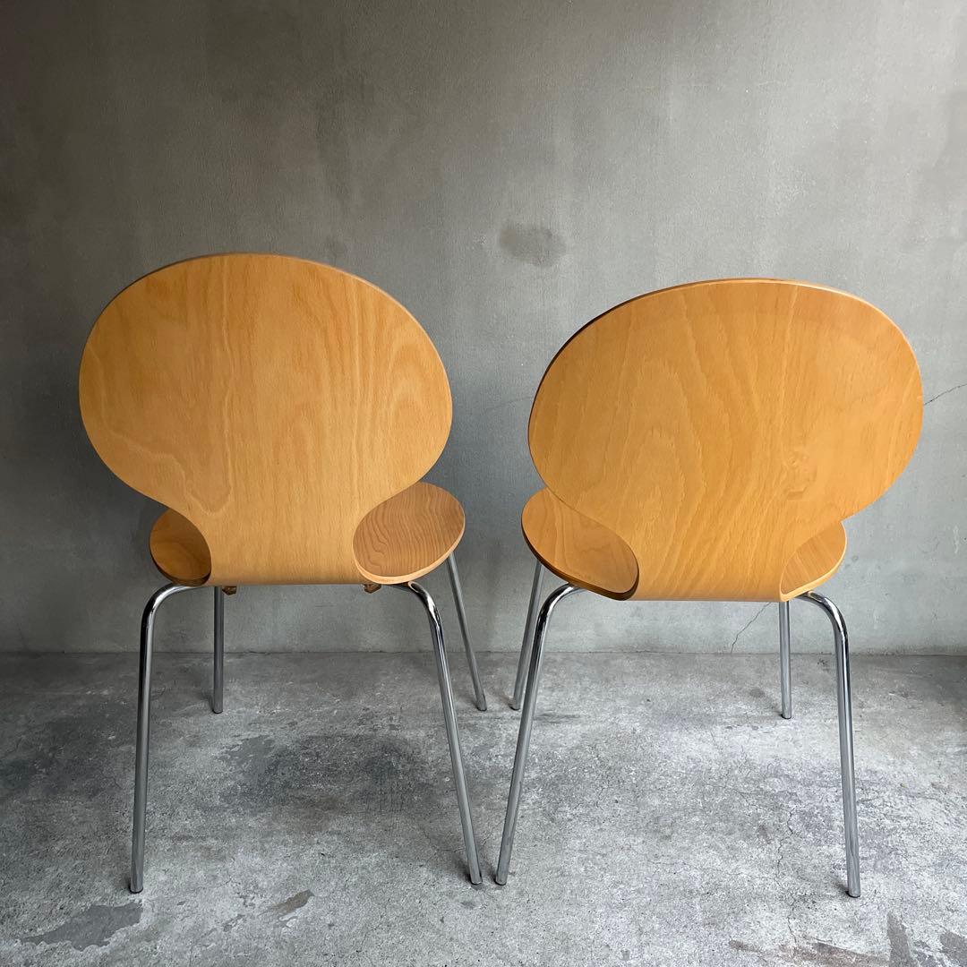 木製 スタッキングチェア 2脚セット