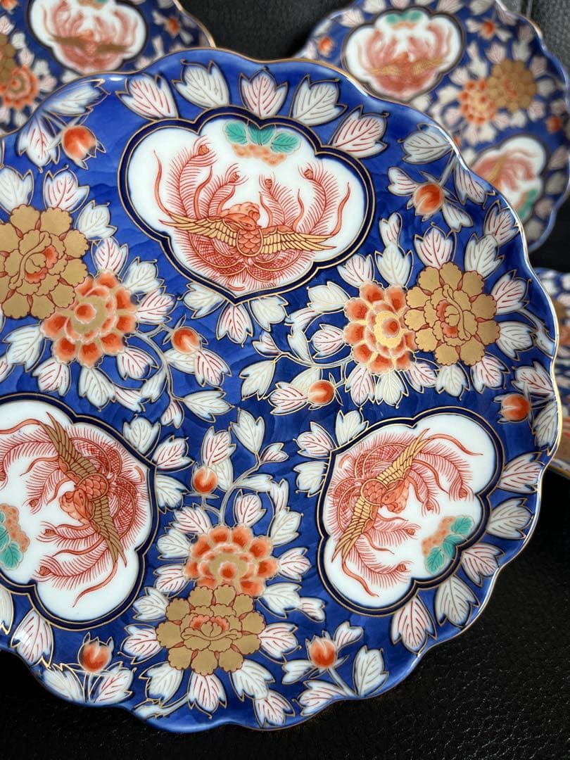 PVC幸楽窯　献上手古伊万里鳳凰　金襴手　金彩鳳凰牡丹文様　皿５枚