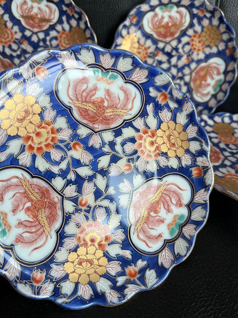 PVC幸楽窯　献上手古伊万里鳳凰　金襴手　金彩鳳凰牡丹文様　皿５枚