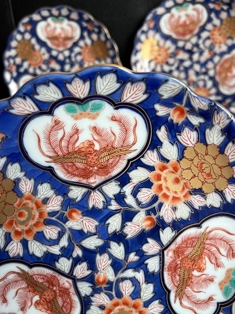 PVC幸楽窯　献上手古伊万里鳳凰　金襴手　金彩鳳凰牡丹文様　皿５枚