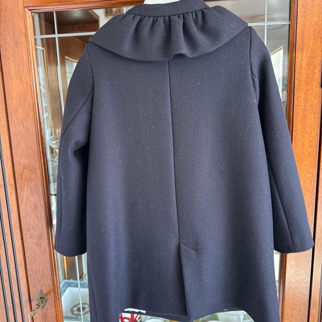 Bonpointネイビー ダブルブレストコート フリル付き6Ａ