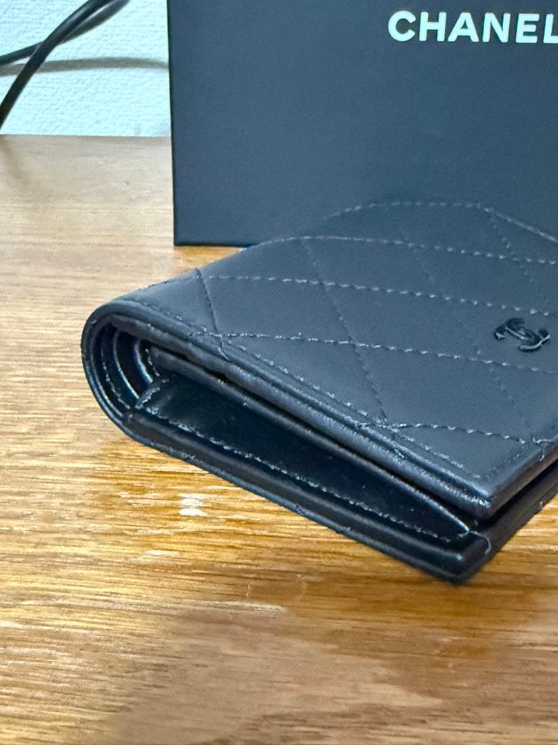 美品　シャネル　スモールウォレット　二つ折り財布　ソーブラック　AP3817