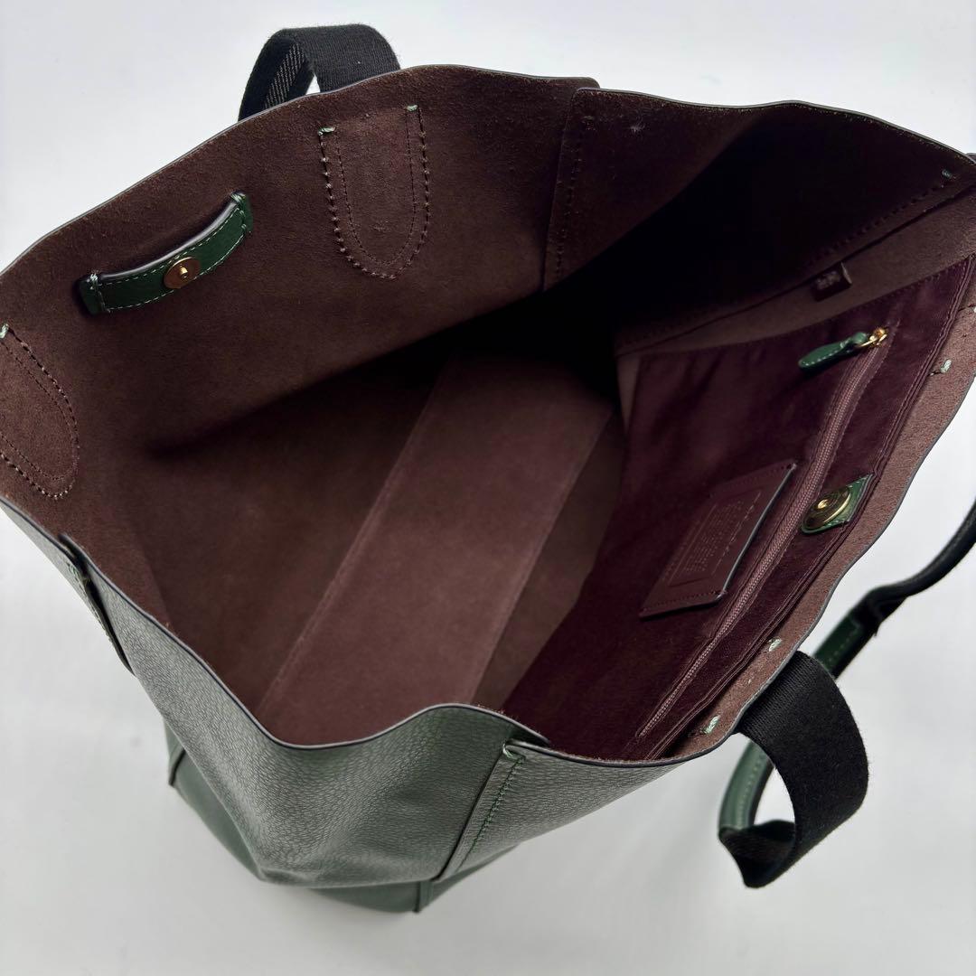 極美品✨COACH コーチ ダービー トートバッグ　レザー 大容量 グリーン