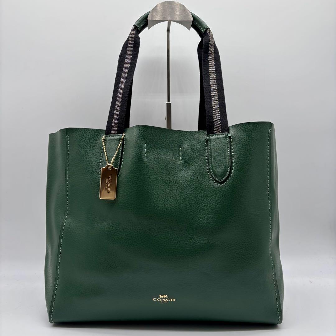 極美品✨COACH コーチ ダービー トートバッグ　レザー 大容量 グリーン