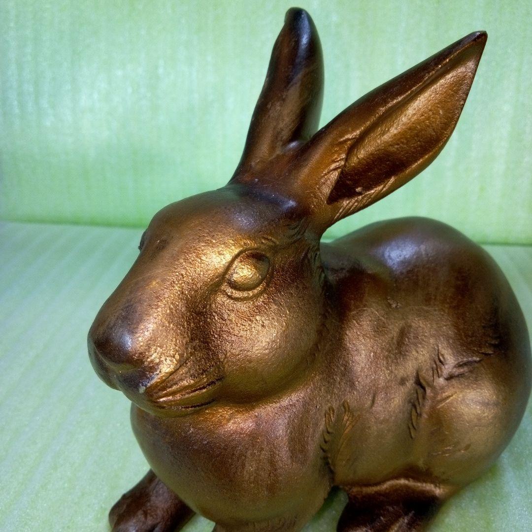 うさぎ　ラビット　rabbit　金属製　置物　リアル　インテリア　オブジェ　重い