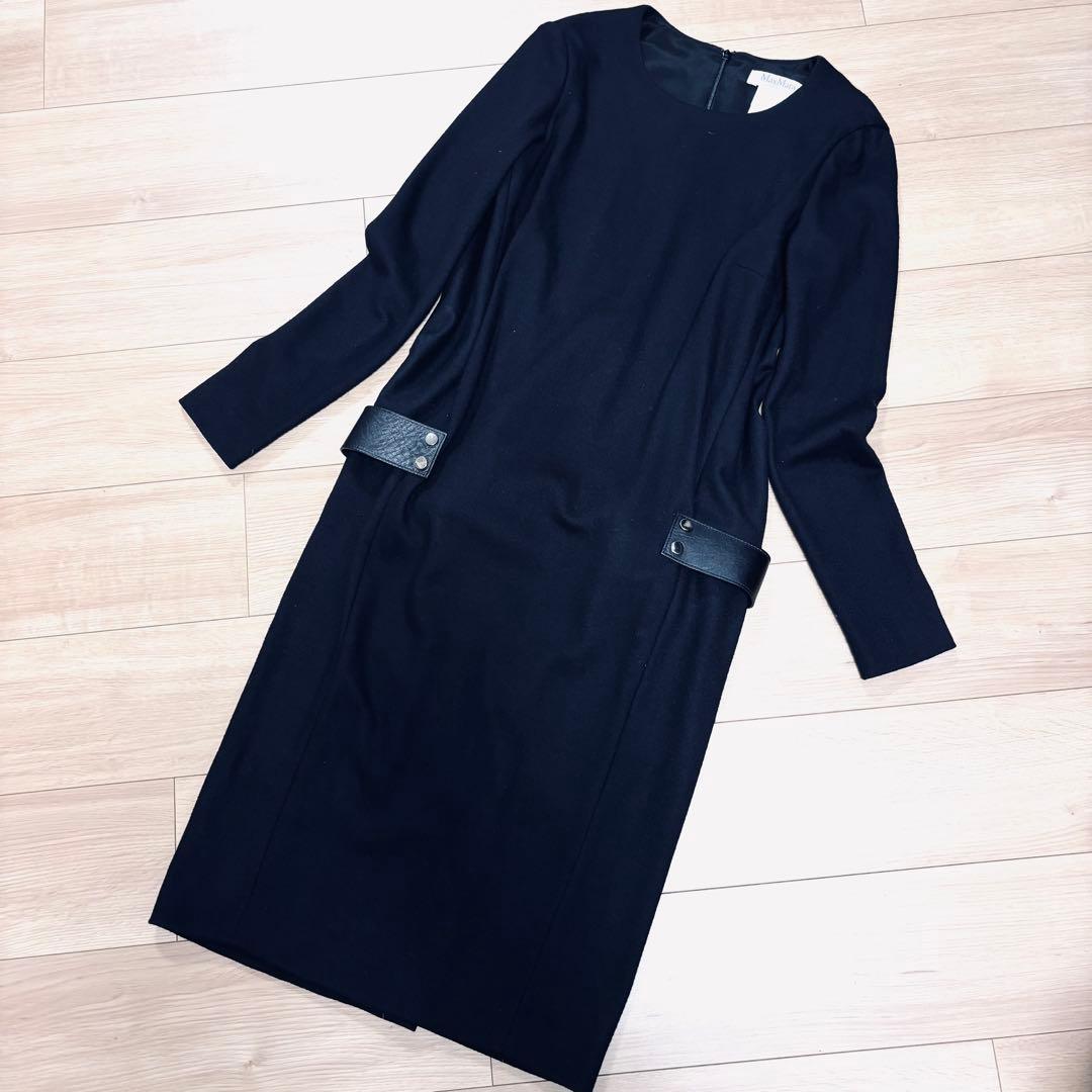 マックスマーラ　ワンピース　白タグ　最高級　大きいサイズ　42サイズ　XL 黒