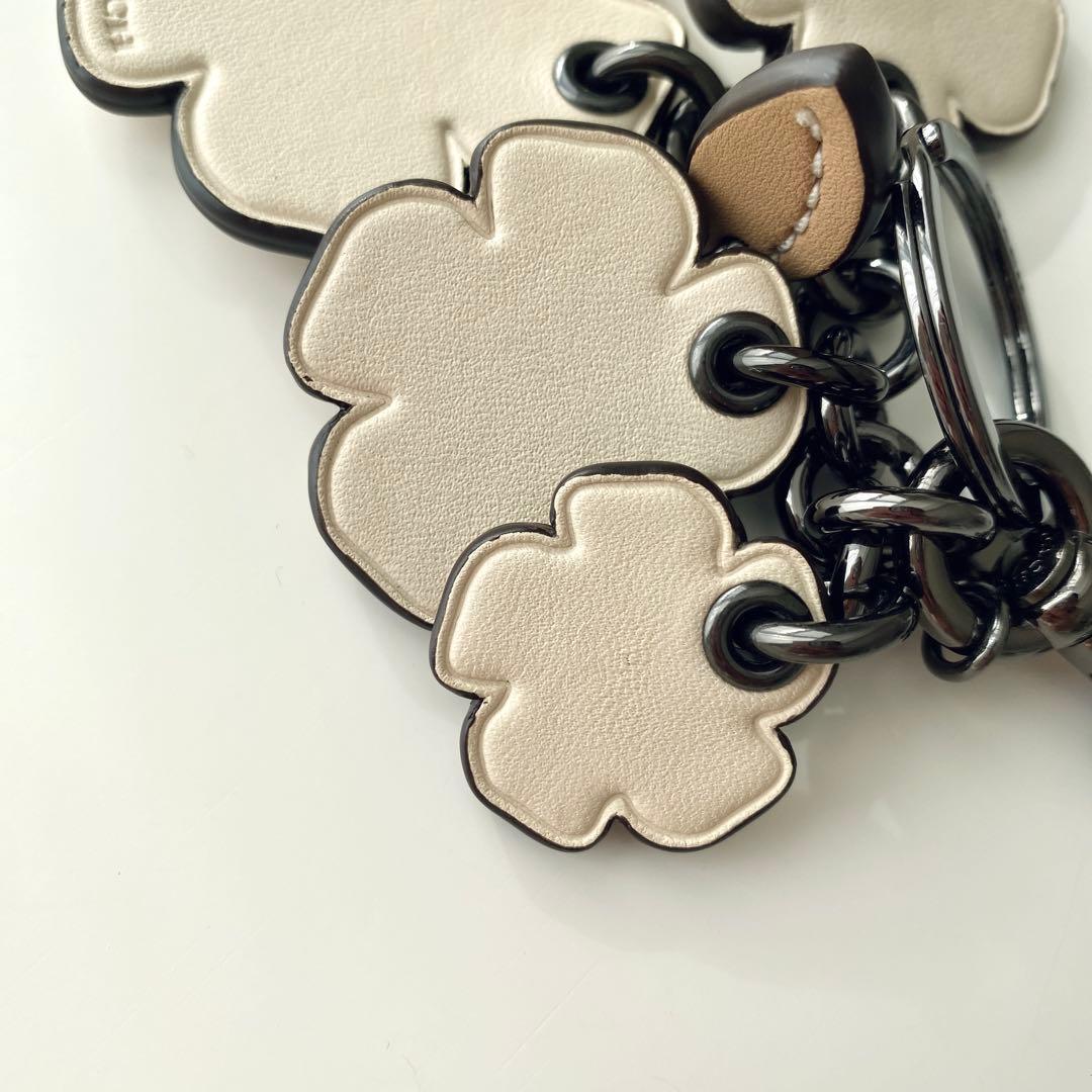 【未使用】COACH コーチ ティーローズ バックチャーム キーホルダー レザー