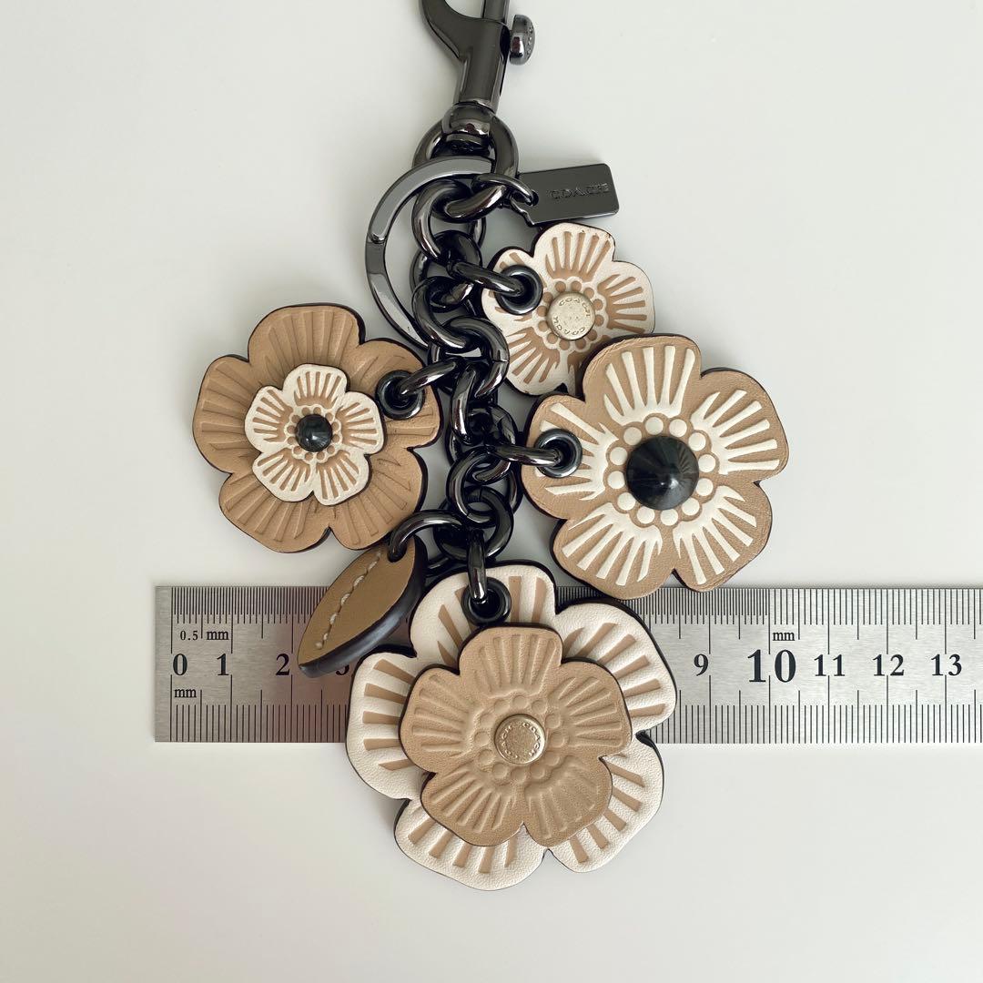 【未使用】COACH コーチ ティーローズ バックチャーム キーホルダー レザー