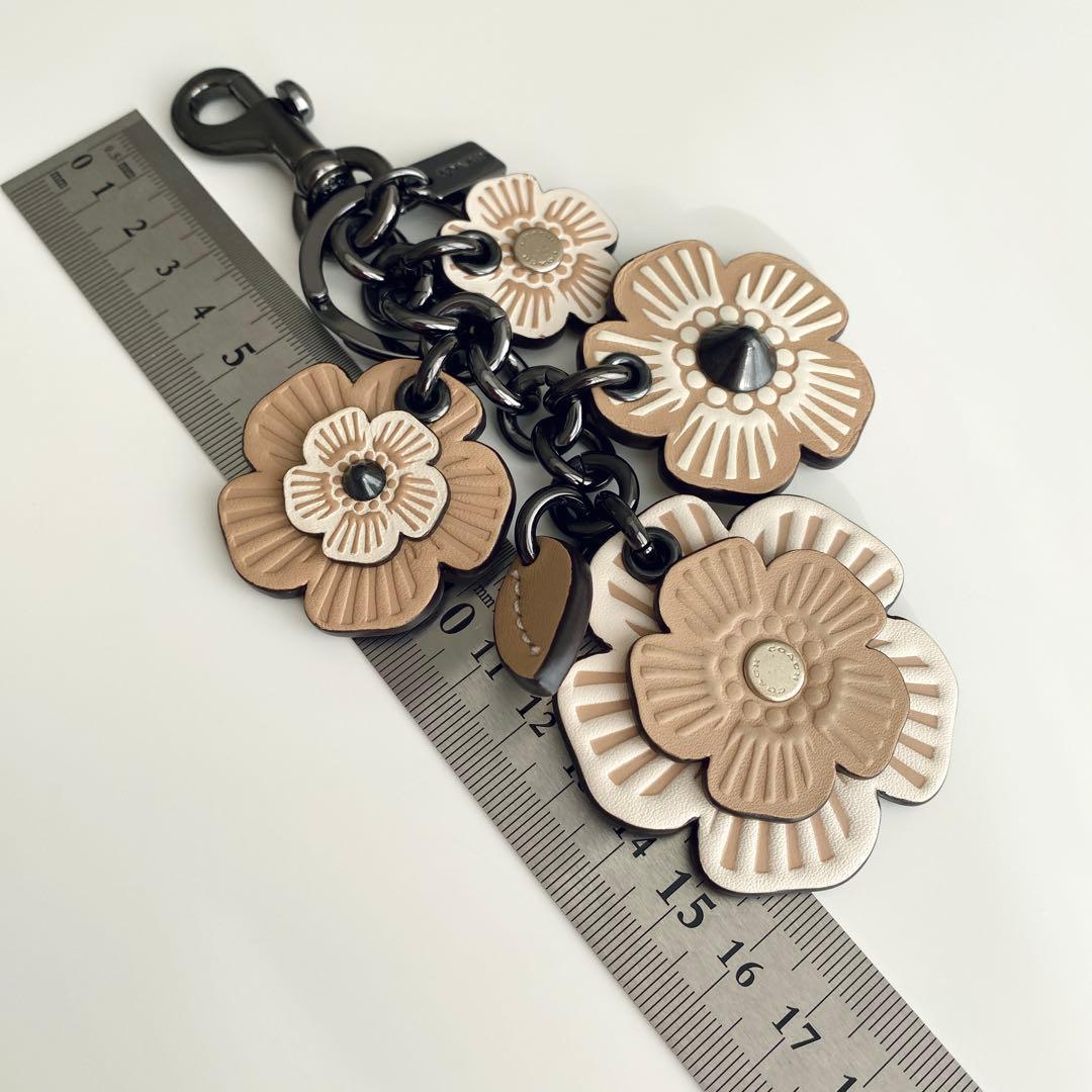 【未使用】COACH コーチ ティーローズ バックチャーム キーホルダー レザー