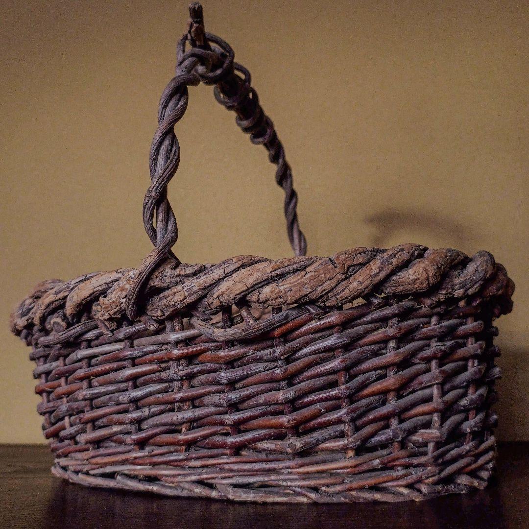 【民藝】古いかづらの籠 古道具 かご 籠