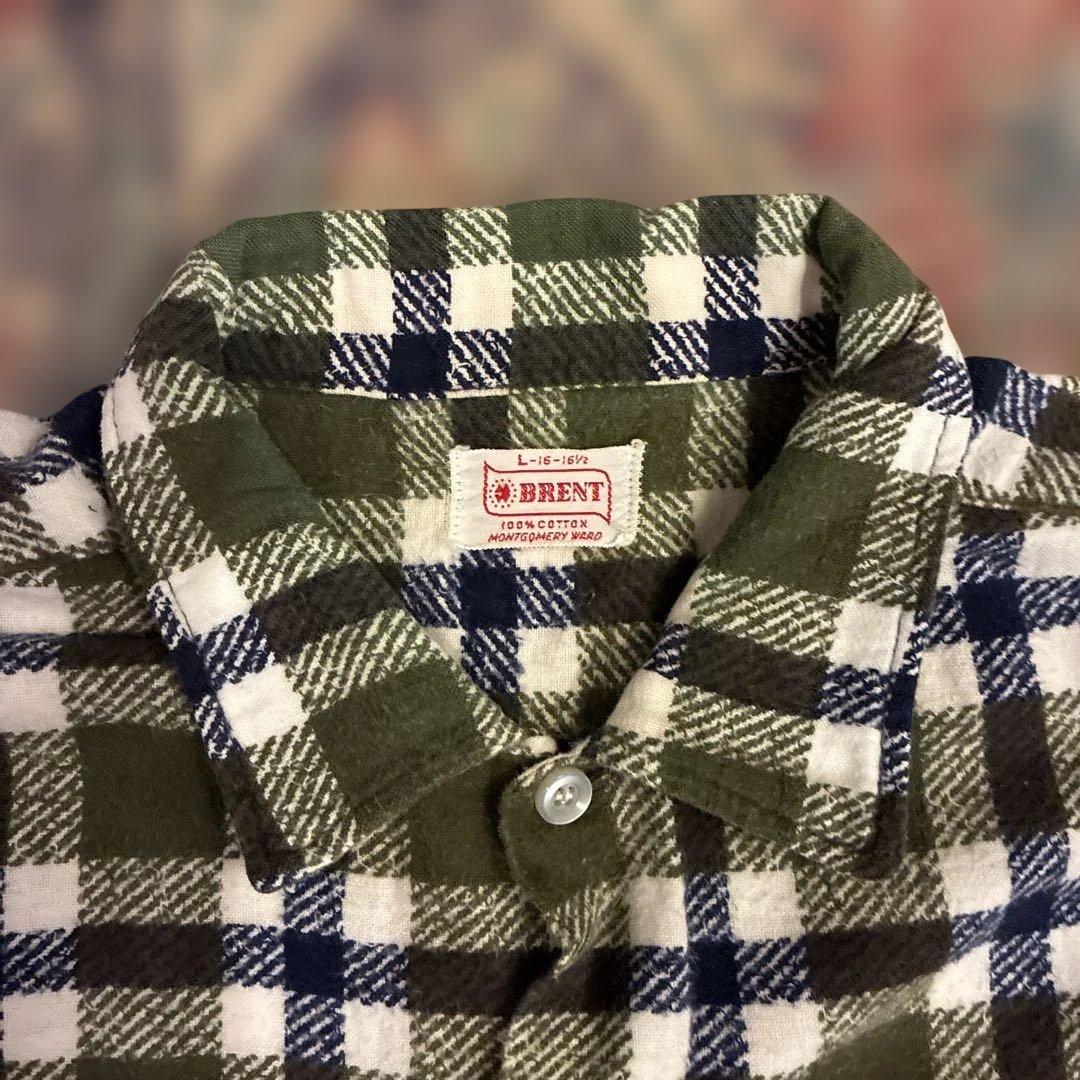 60s brent ブレント　ネルシャツ　プリント　ヘビネル　マチネル　usa