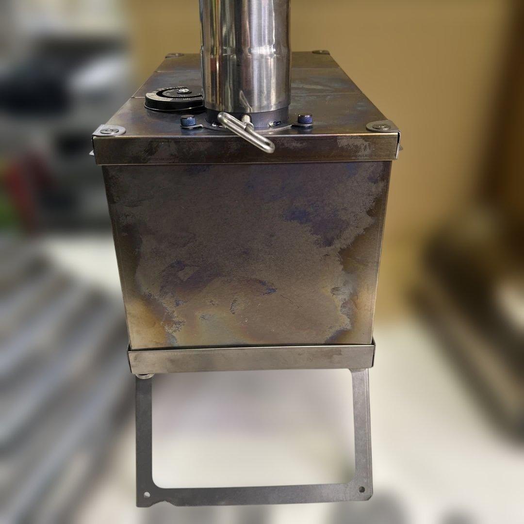 6773 ポモリー Timber チタン 薪ストーブ 両側ガラス 煙突 棚セット