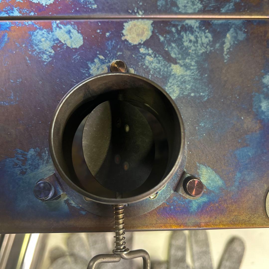 6773 ポモリー Timber チタン 薪ストーブ 両側ガラス 煙突 棚セット