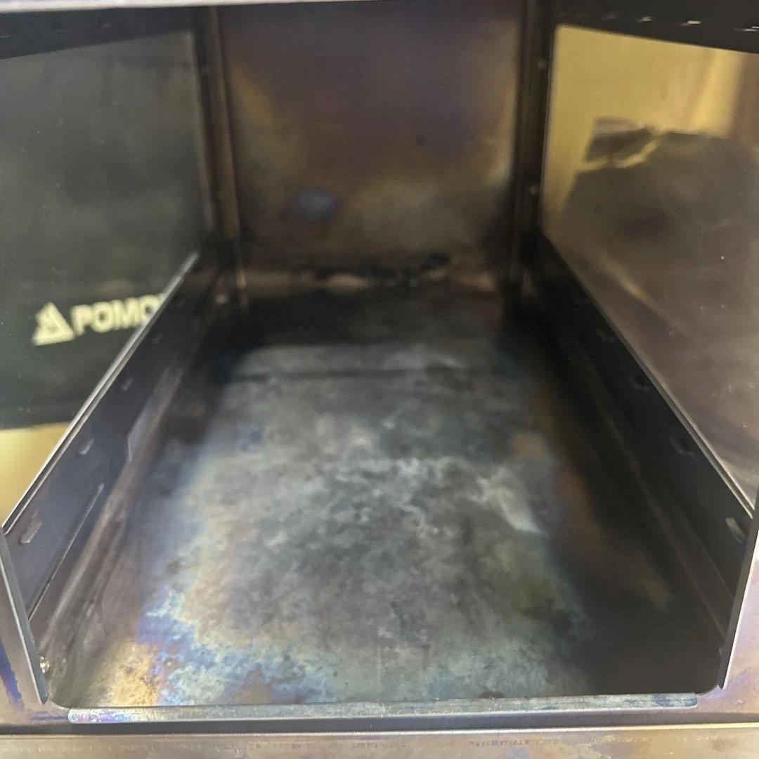 6773 ポモリー Timber チタン 薪ストーブ 両側ガラス 煙突 棚セット