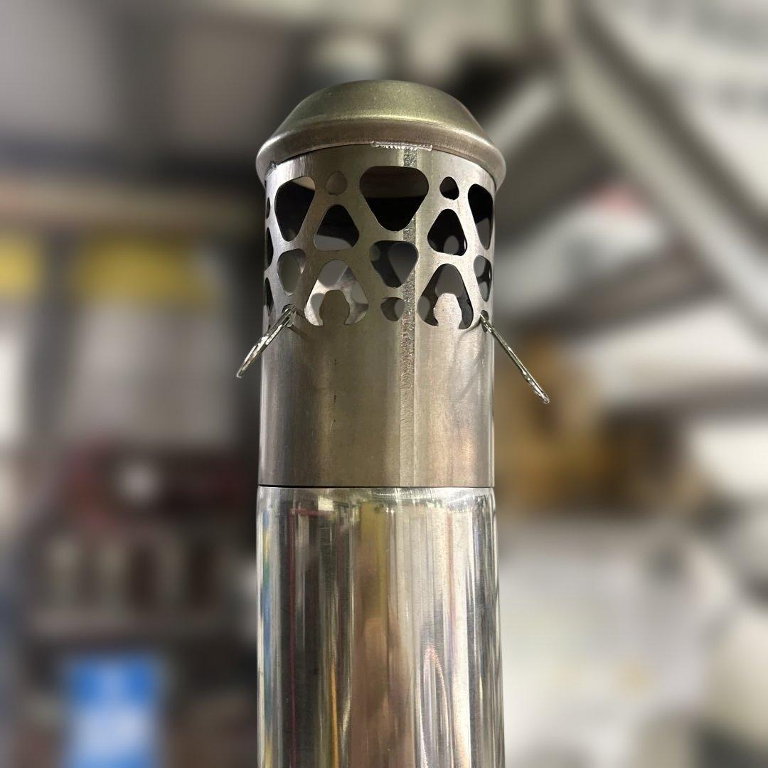 6773 ポモリー Timber チタン 薪ストーブ 両側ガラス 煙突 棚セット